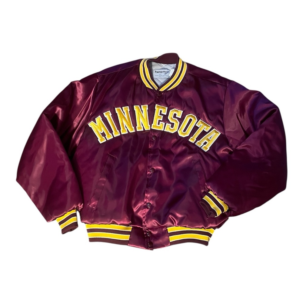 University of Minnesota Swingster Satin Bomber Jacket Maroon&Gold Men’s size L
